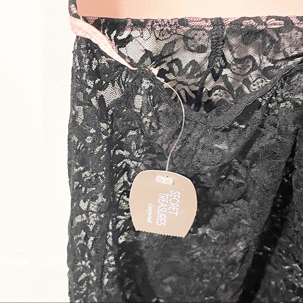 Secret Treasures Size Large Black Lace Pink Padded Lingerie Pajama Night NEW - Picture 4 of 5
